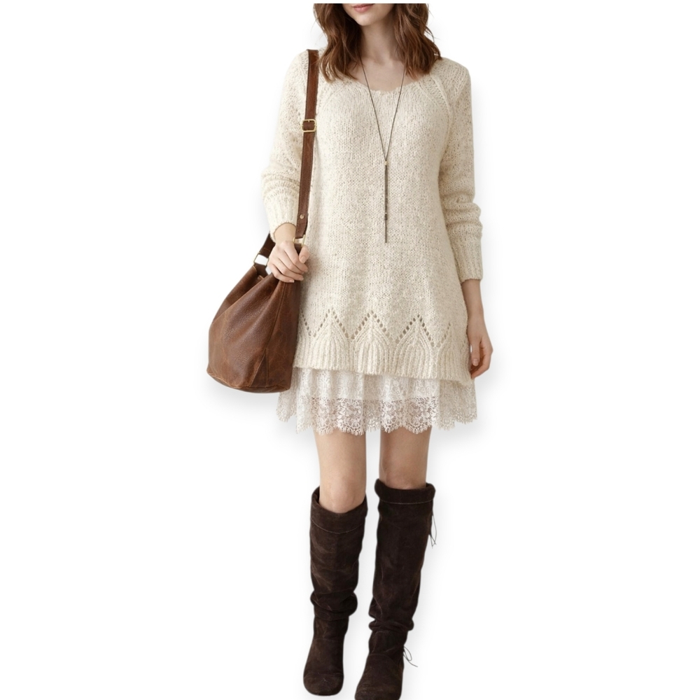 Pilcro Anthropologie Pointelle Pullover Tunic EUC